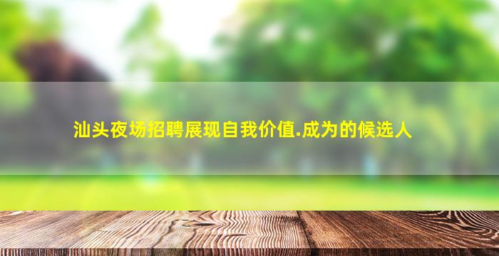 汕头夜场招聘展现自我价值.成为的候选人
